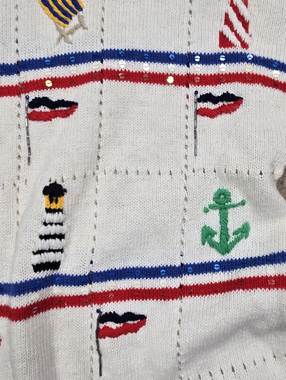 Philip & Jane Gordon Design Options Cream Nautical Fireworks Sweater Size XL - Picture 10 of 15